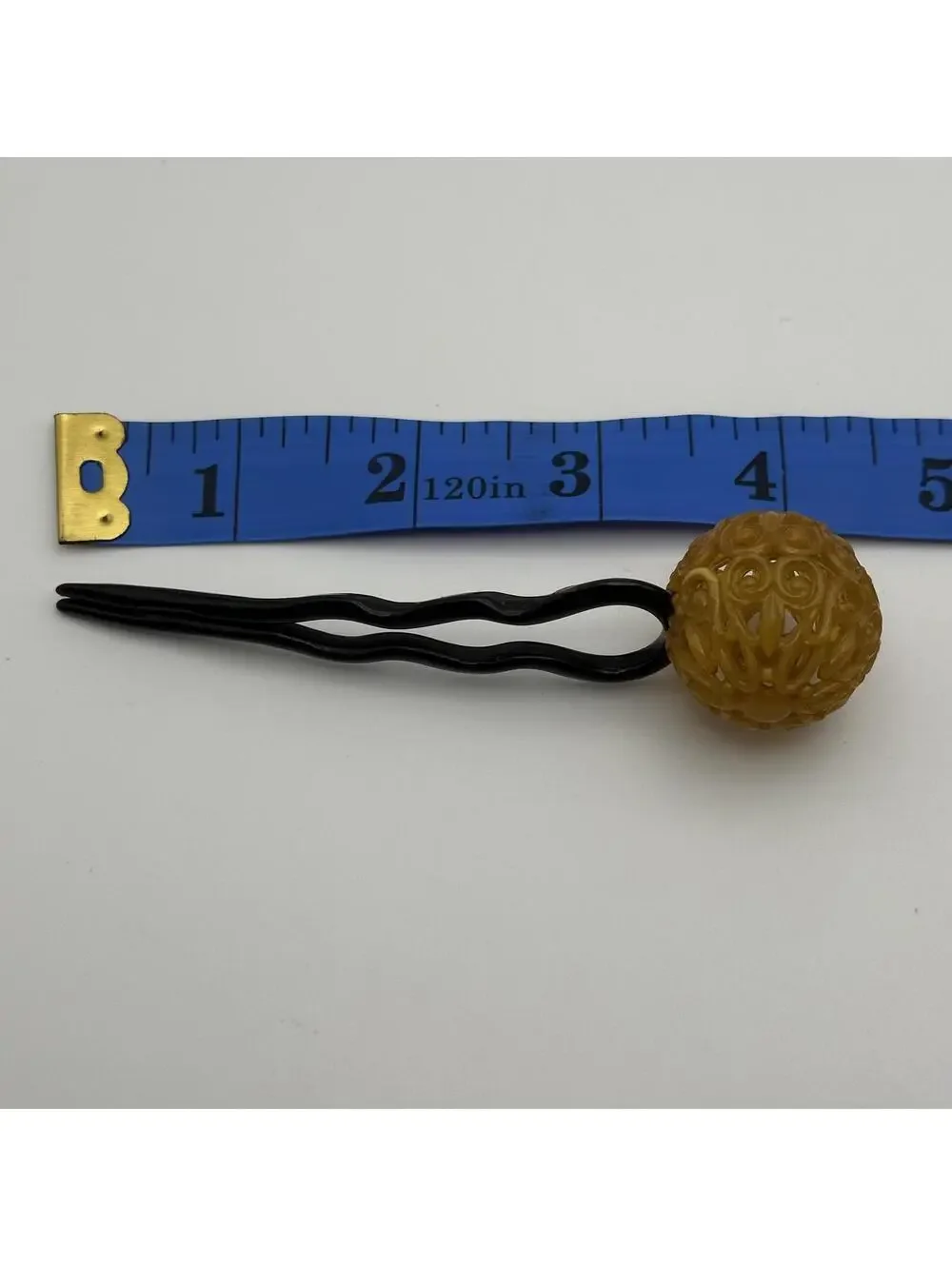 Vintage 1940s Hair Pin with Amber-Like Decorative Ball